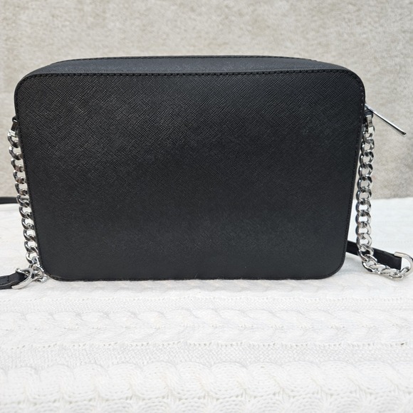 Michael Kors Jet Set Large East West Black Saffiano Leather Crossbody Handbag - Picture 2 of 12